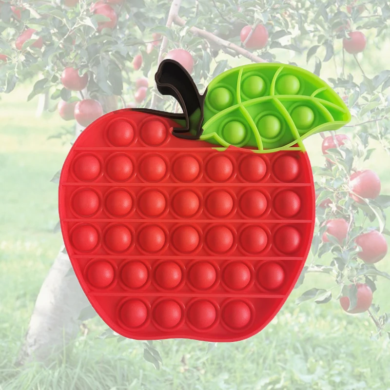 Kids Apple Stress Fidget Popper Toy Set Pack Silicone Bubble Popping Sensory Decompression Fidget Toys