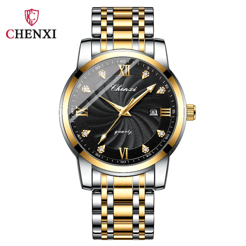 Diamond Scale New Steel Calendar Waterproof Simple Business Fashion Luminous Quartz Watches For Men