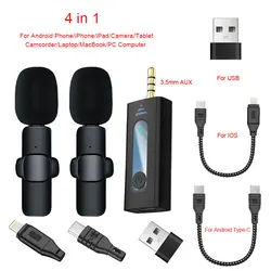 Dual K35 Pro Mini Wireless Clip Lavalier Microphone Sans Fil 3.5MM Interface 1:2 K 35 Collar Mic for mobile phone and camera