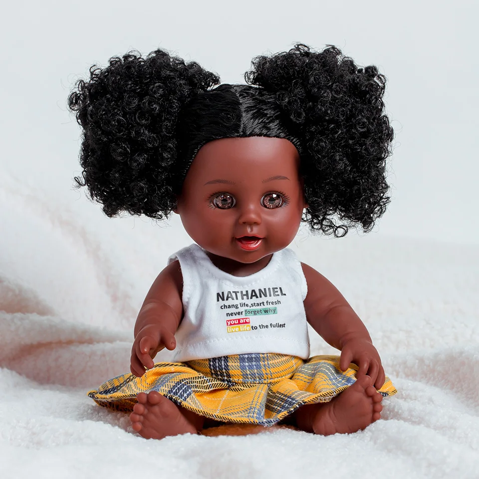 Full Silicone 12inch Dolls Hot Sale African American Black Doll For Kid Girl Toys Baby