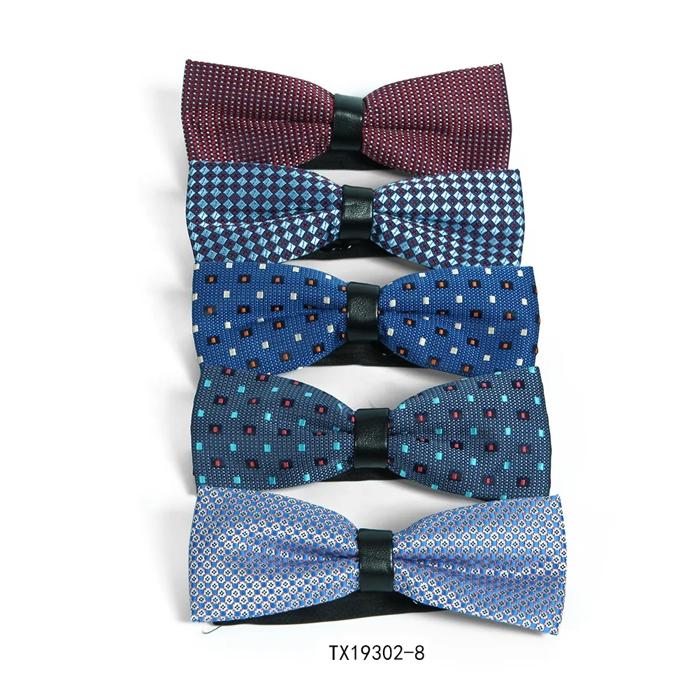 Polka dot red bow ties silk jacquard custom plaid style men bow tie set
