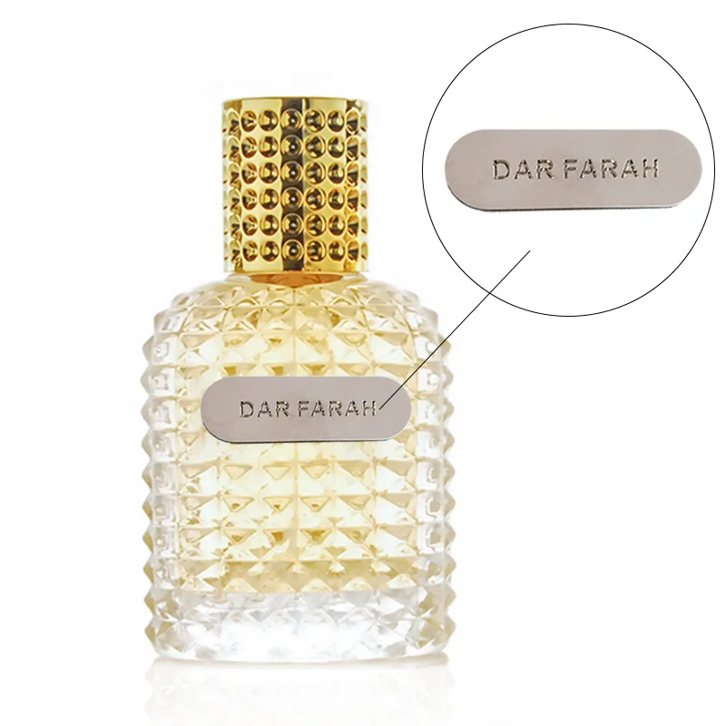 Custom logo metal plate strong back glue personalized brand gift box perfume bottle furniture wine metal label