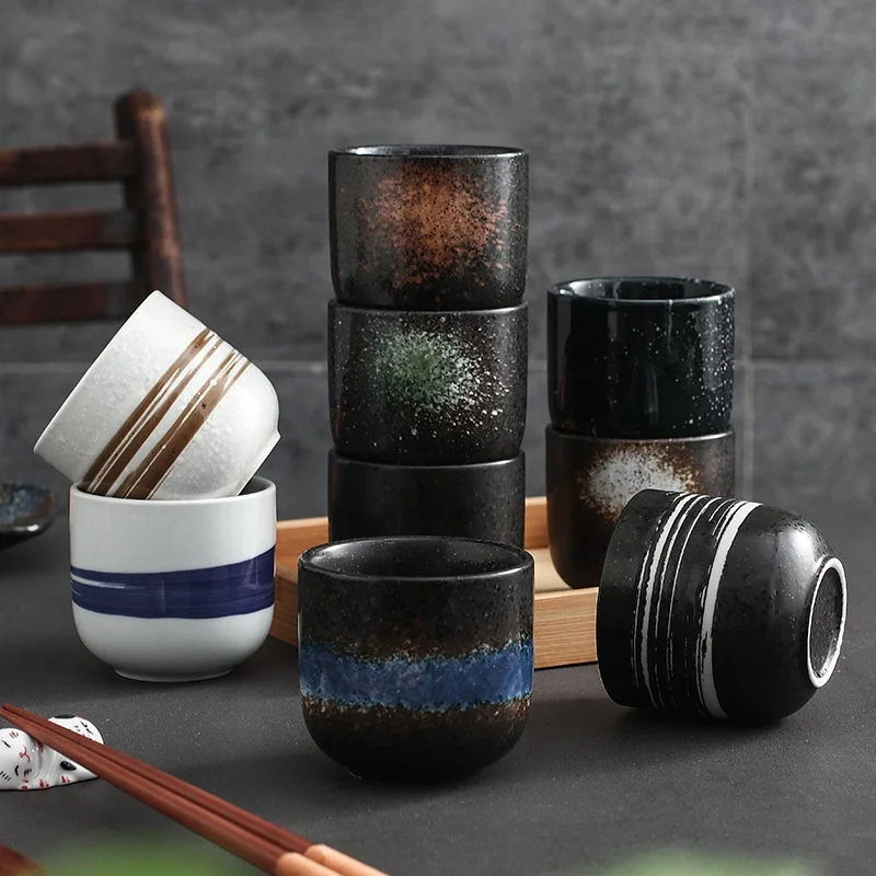 Chinese Kung Fu Tea Water Cups Sets Japanese Style Pottery Clay Tea Cup Arabic Espresso Coffee Cup Ceramic
