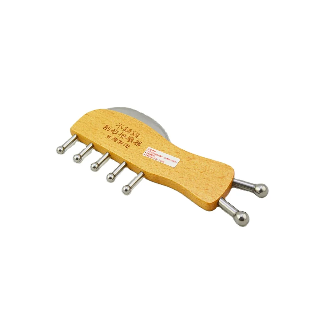 
Hot Sale Facial Lift Guasha Wooden Massager with 7 Needle Stainless Steel 