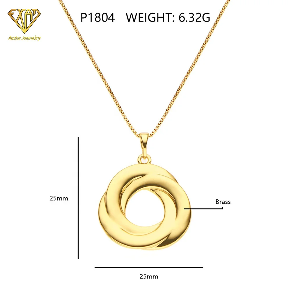 nickel free health jewelry can engraved logo double round overlapping pendant