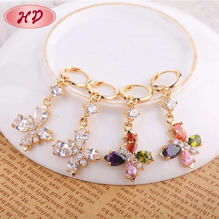 Muslim Jewelry Gold Crystal Drop Jewellery Earring For Gift