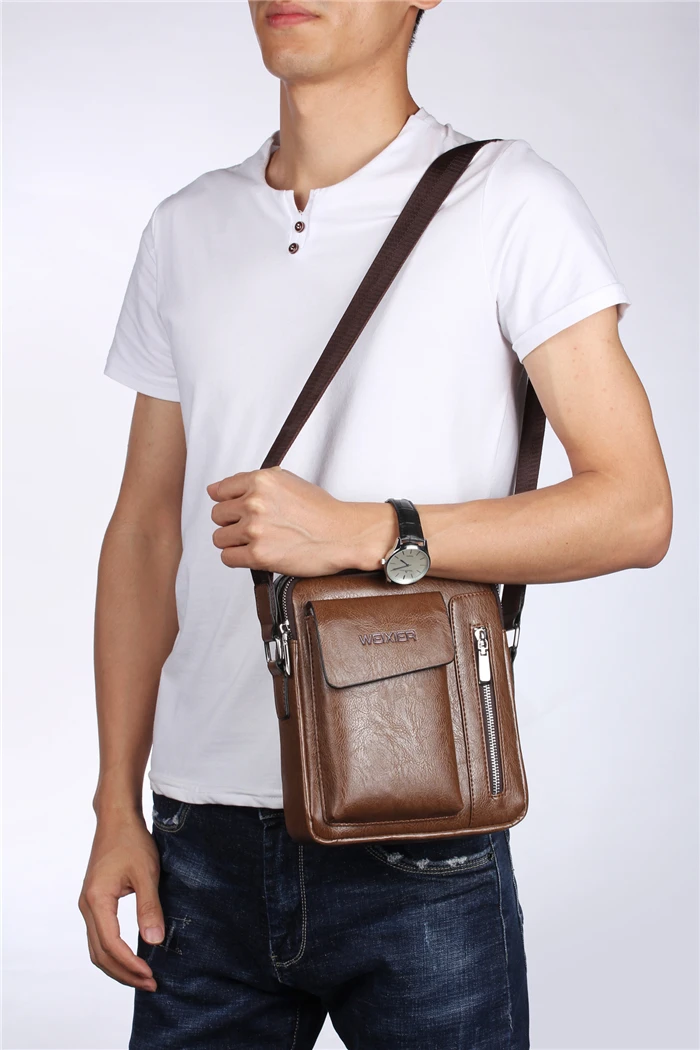 Latest amazon weixier brand leisure business synthetic leather crossbody bag for men