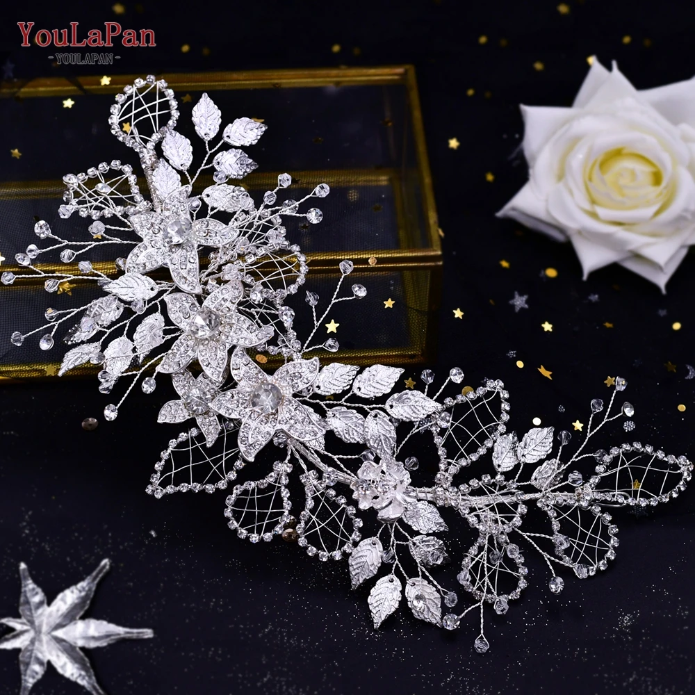 YouLaPan Wholesale Bridal Hair Accessories Gold Silver Flowers Leaves Fancy Headpiece Women Prom Party Wedding Headwear HP282