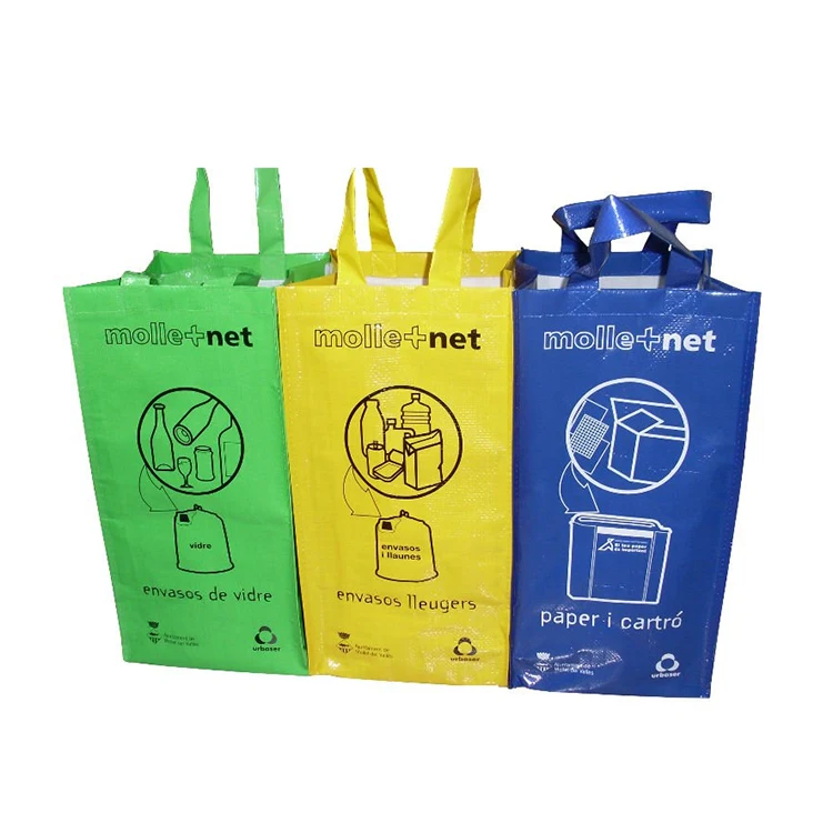 Recycle water resistant moisture proof OPP film nylon handle pp woven trash bag