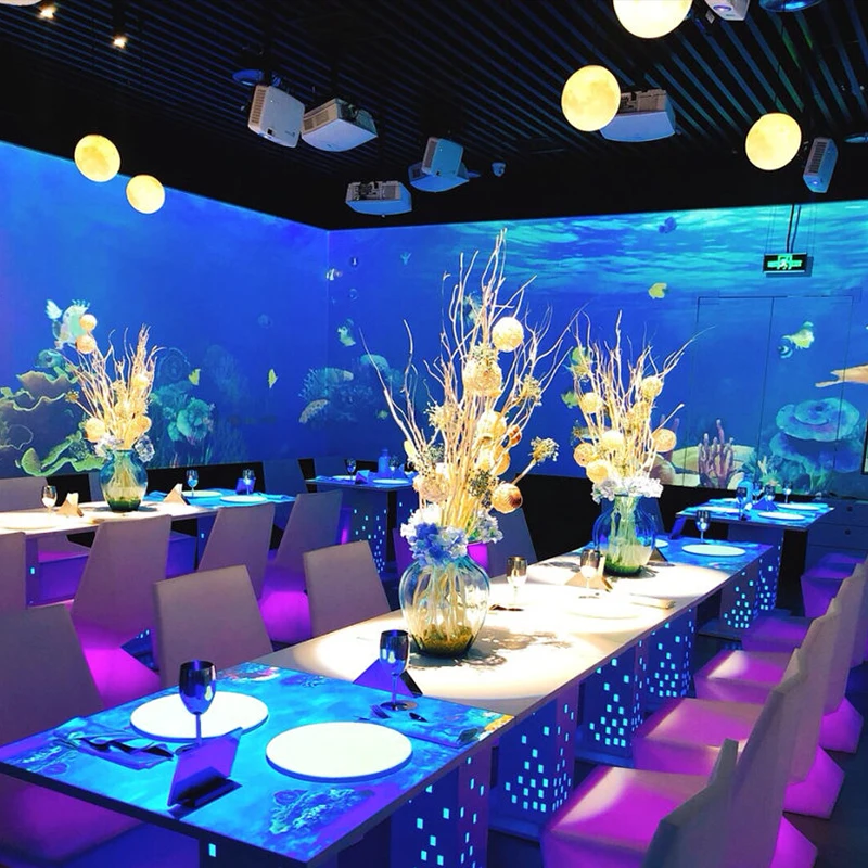 
3D immersive holographic dining table theme restaurant interactive projection 