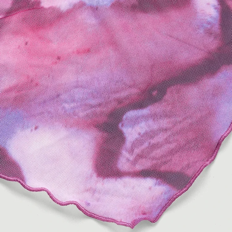 Custom Women Sexy Tie Dye Ruched Crisscross Backless Knot Hanky Hem Mesh Cami Top Cropped Corset Crop Tank Top