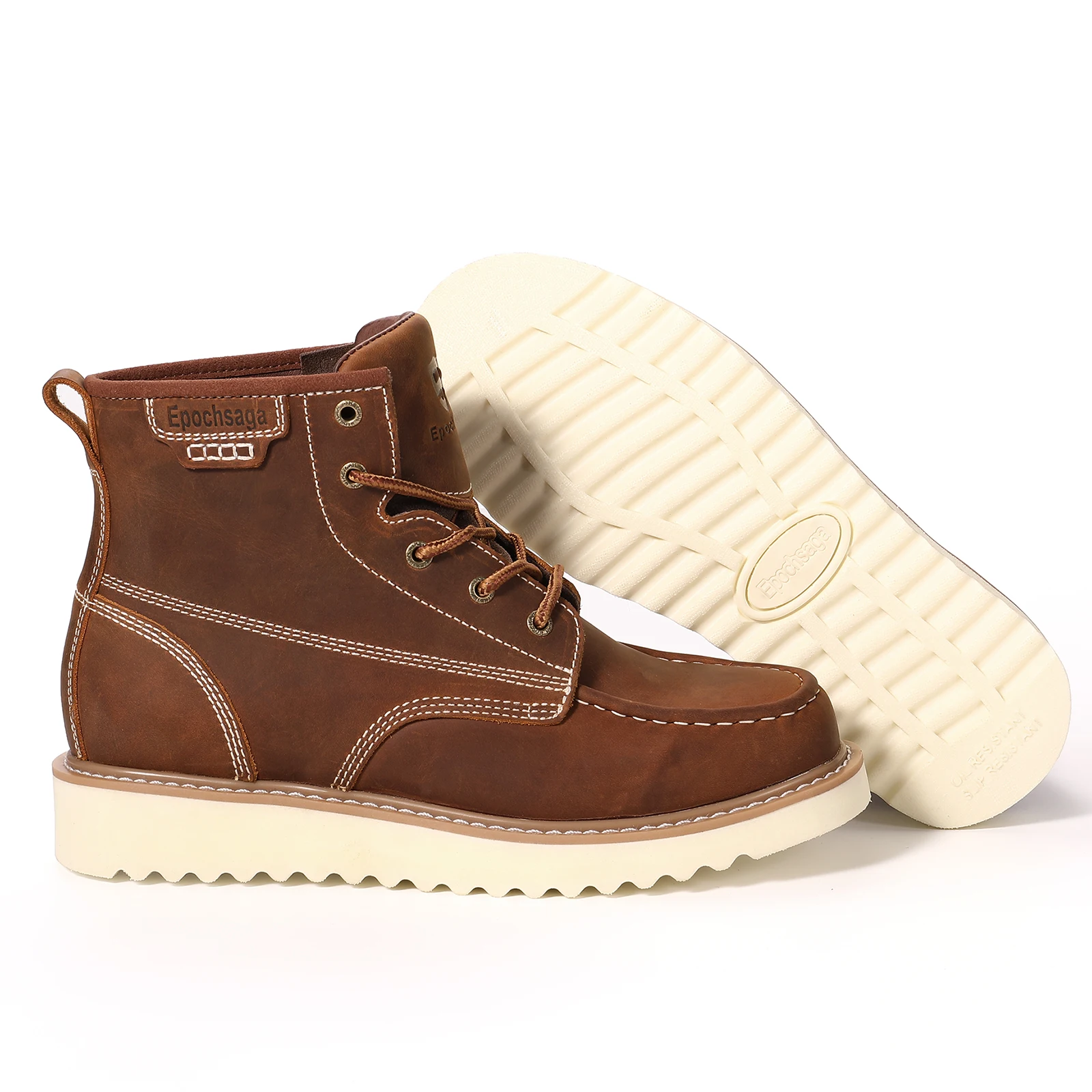 High Quality Brown Color Crazy Horse Leather Goodyear Welt Safety Boots Casual Shoes