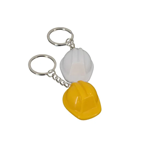 Promotional High Quality Metal Keyring Plastic Cheap ABS Mini Safety Helmet Shape Keychain with Custom Logo