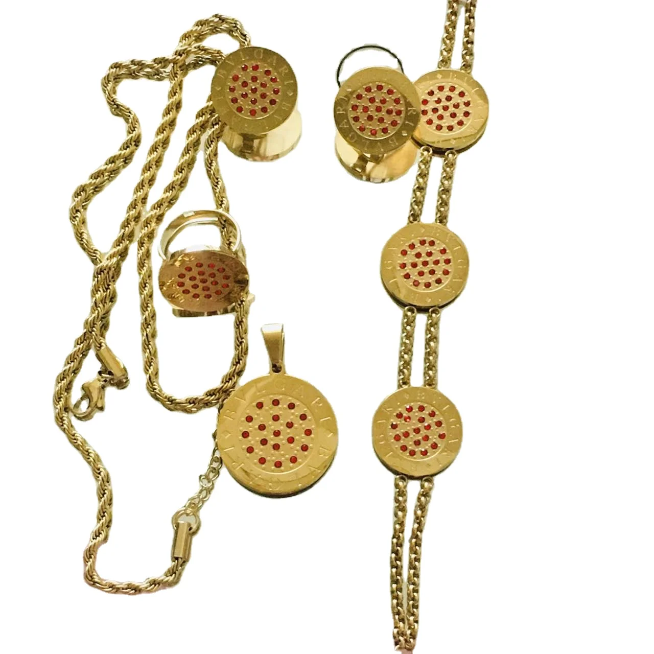 European Color Red Blue Pink Diamond Jewelry for Women and Girls with Omoga Ear Clip 18K Gold