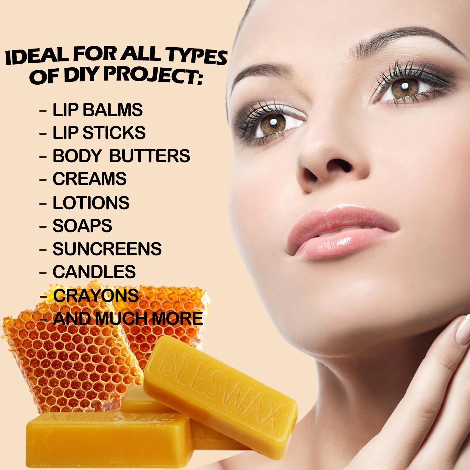 Beeswax Block - Premium Cosmetic Grade - Pure Beeswax Bars - 1 Pound - Triple Filtered Easy Melt Bees Wax Sticks