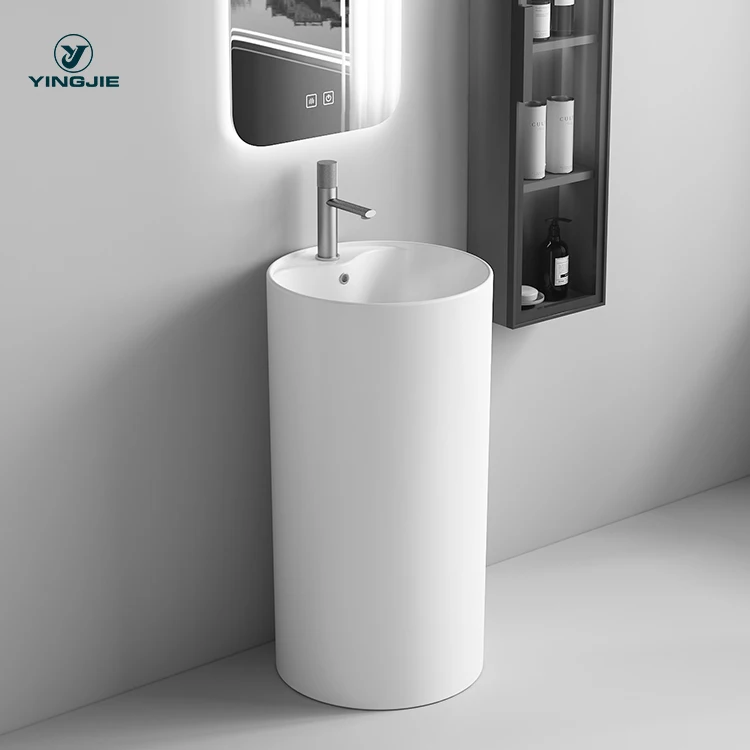 Canton Fair ceramic hand wash basin with pedestal wash basin sink for hotel bathroom