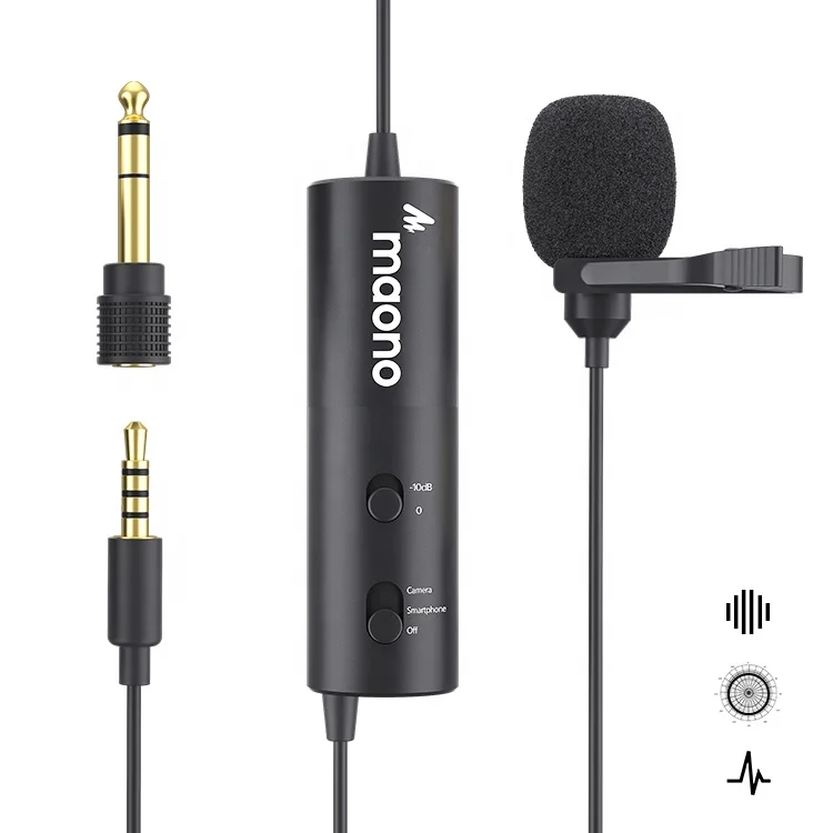 MAONO Wired Omnidirectional Lapel Microphone Noise Cancel Recording Lavalier Microphone For Camera Computer Smartphone Microfono