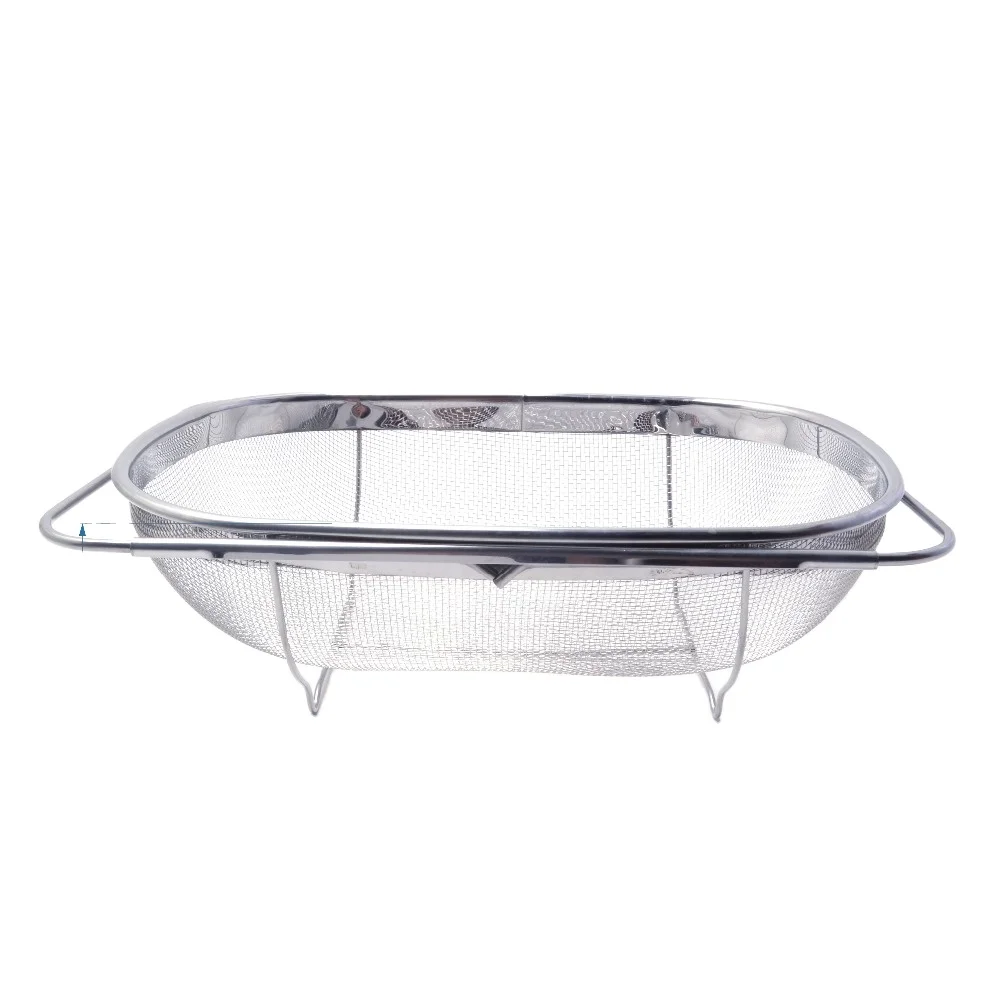 High quality kitchen Colander Stainless Steel Strainer Over-the-sink (Oval), Stainless Steel Fine Mesh Expandable KF510027