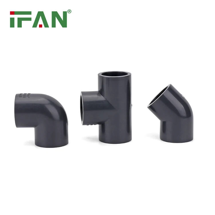 IFANPlus Factory Price UPVC Nominal Water Pressure PN16 Pipes And Fittings GB UPVC PVC Fittings Dark Grey UPVC Pipe Fitting