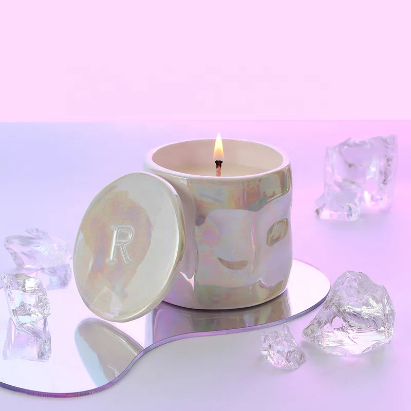 Luxury Colorful Scented Candle Custom Logo Exclusive Label Candle Container Vessels Ceramic Jars For Candles