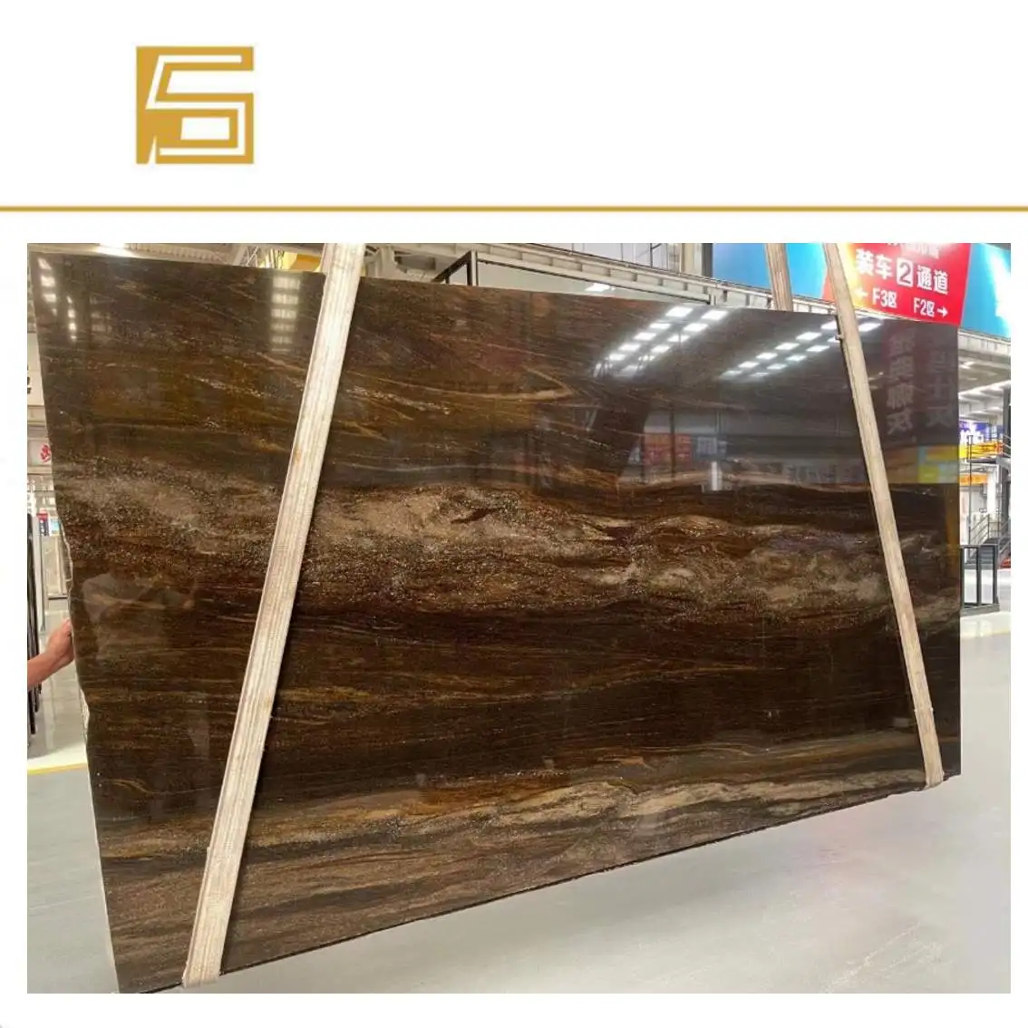 Exotic Brown granite big slab for villa and hotel interior wall panels wall cladding polished glazed marble look slab tile