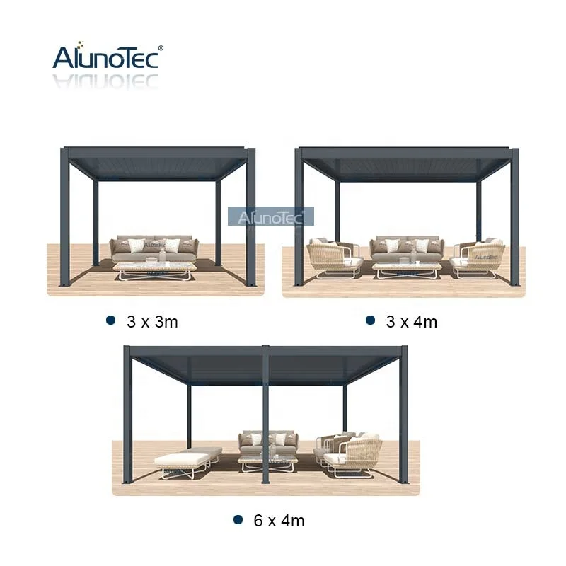 AlunoTec PergoLux Gazebo Roofing Canopy Cover Easy Install Louvered Pergola