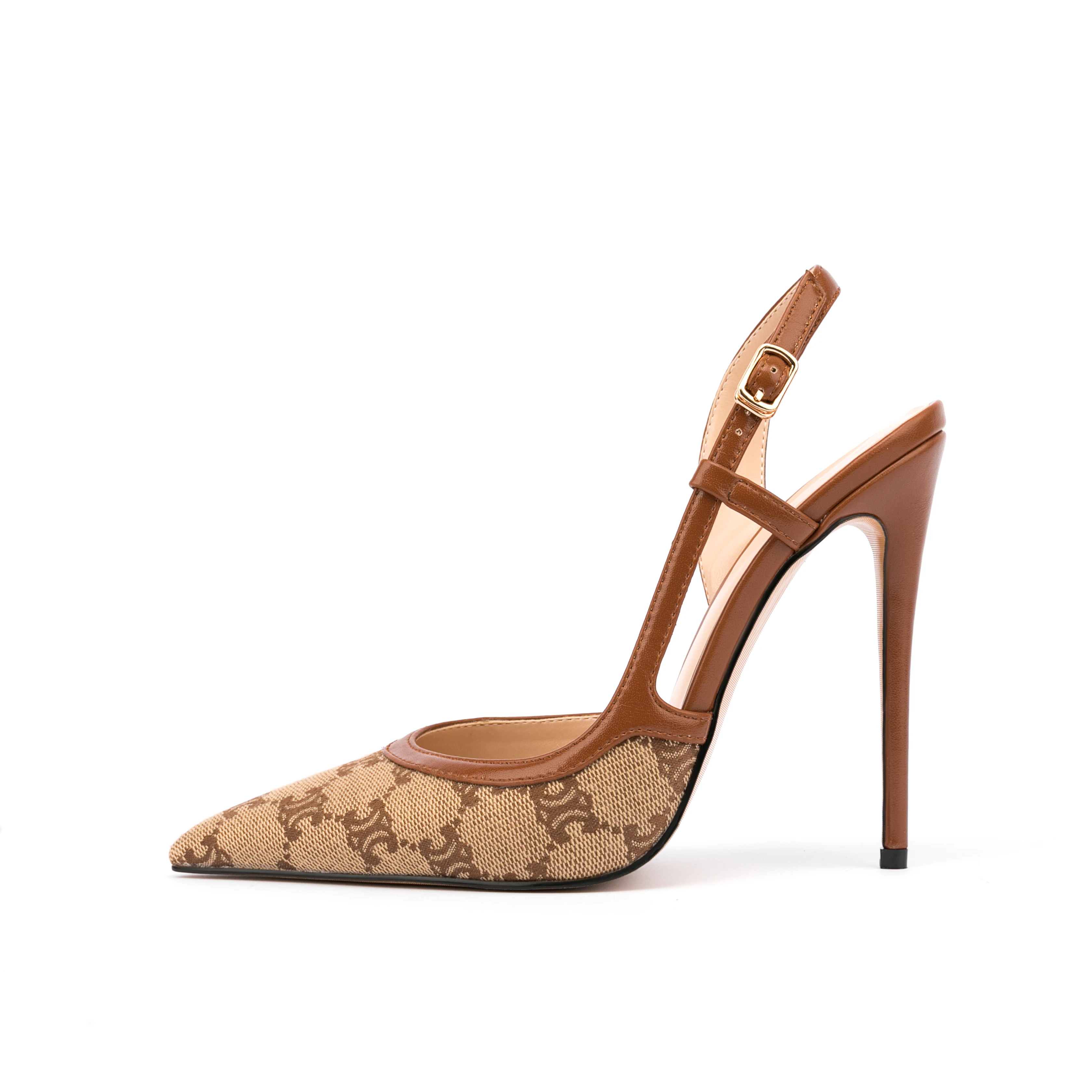 Fashion Women Buckle Strap Pointed Toe High Heel Comfortable Back Space Sandals Ladies Slingbacks