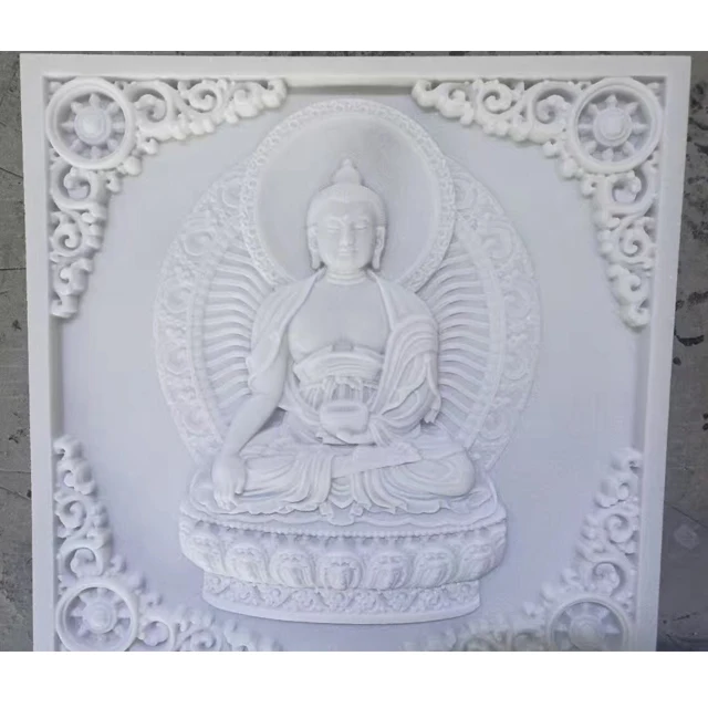 Factory Direct Price Chinese White Onyx Stone Wall Relief Carving Buddha Sculpture