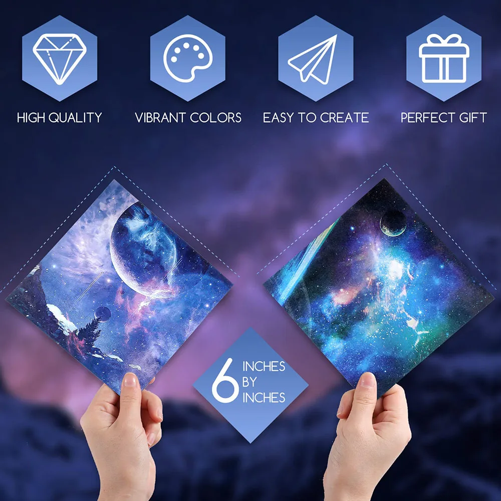 Bview Art Double Sided Sky Scrapbook Paper Galaxy Outer Space Star Pattern Origami Paper for Arts Crafts School Kids Teachers