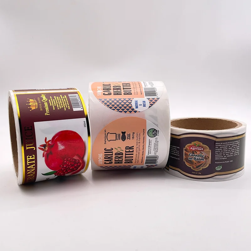 Custom Printed Waterproof Adhesive Sticker Label Plastic Vinyl Lid Bag for Sealing Beverage Packing for Food and Jar Bottles