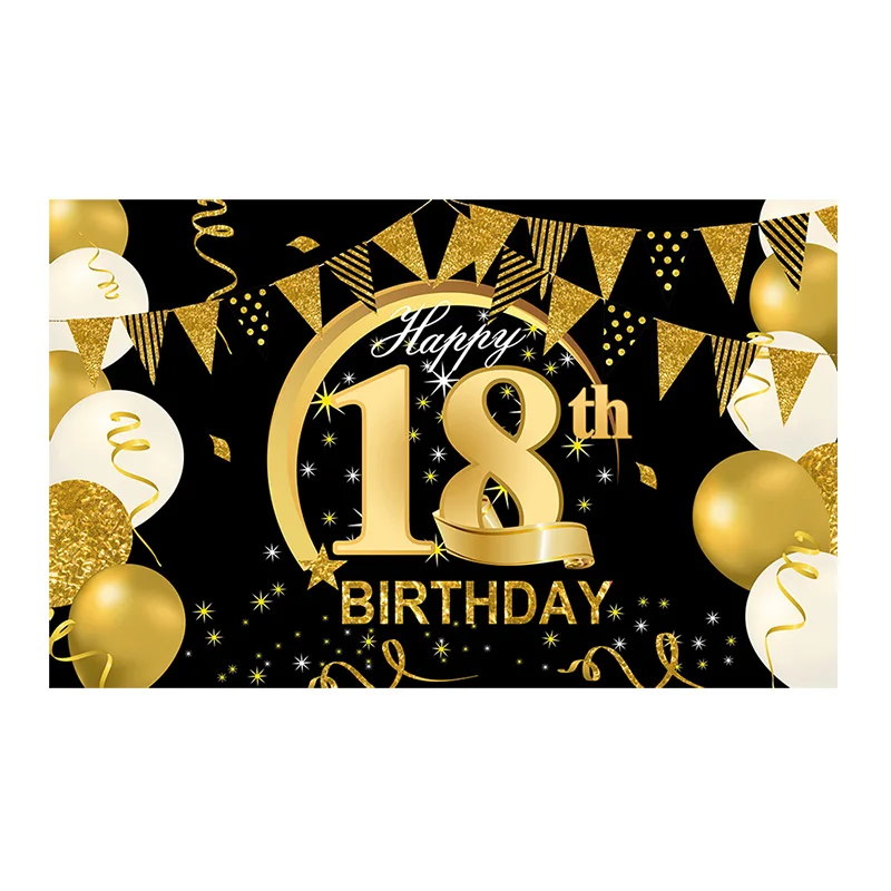 Digital printing new design 100% polyester 110*180cm Happy Birthday Backdrop Banner Decorations for Party
