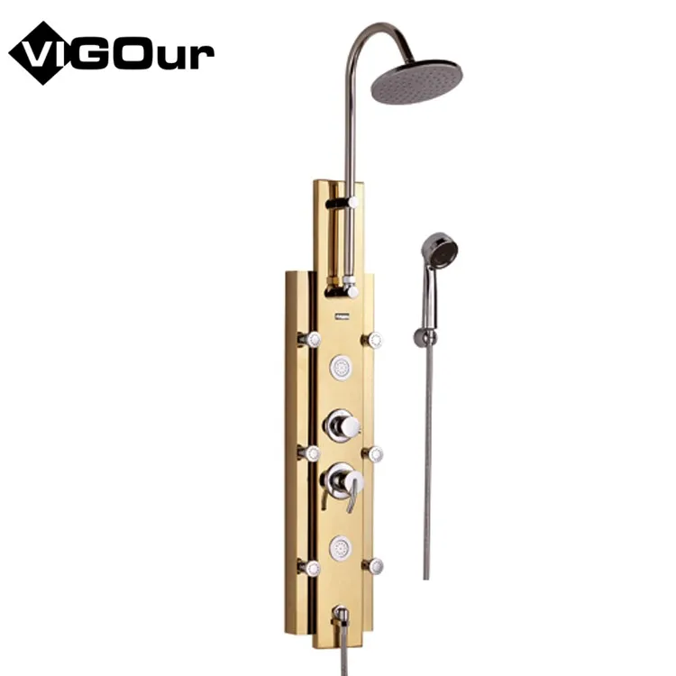 Bathroom Shower Equipment Rainfall Water Fall Shower Heads Wall Mount System Thermostatic Piano Key Set System