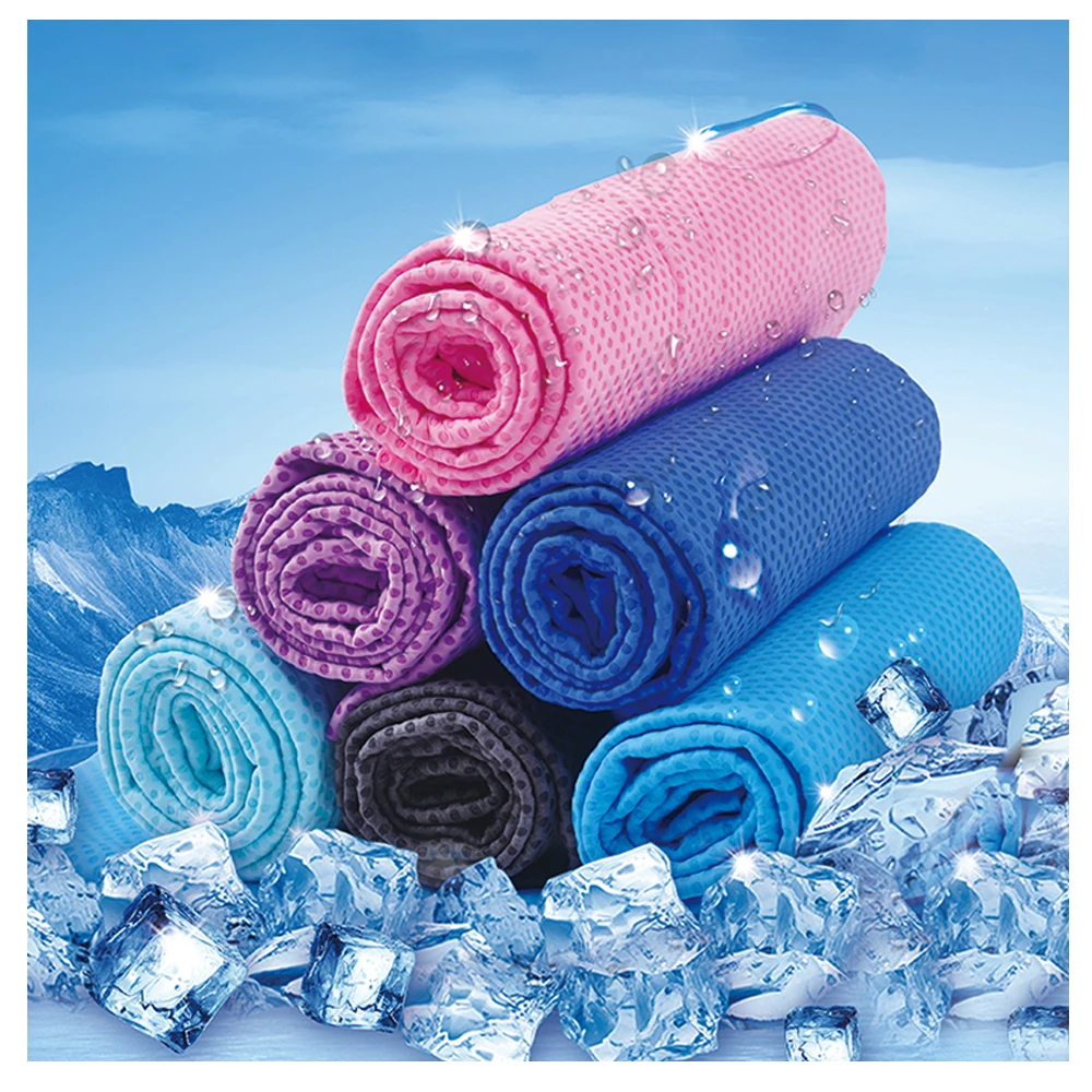 Sublimation Multicolor quick dry cooling towel with pvc bag custom logo trend ice cold towel for sports and running