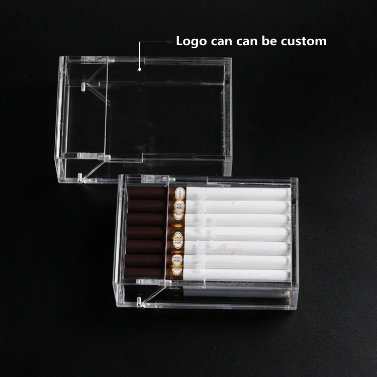 Роскошный прямоугольный портсигар на заказ с сильными магнитами, прозрачный акриловый откидной Открытый акриловый портсигар
