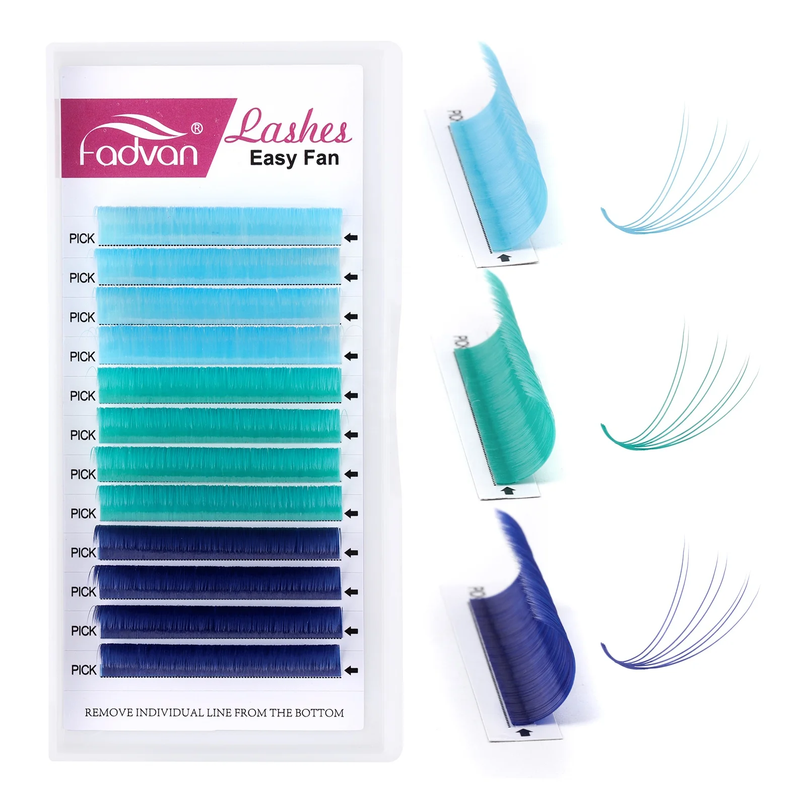 Color Easy Fanning Volume Eyelash Extension Auto Fans Eyelashes Brown Purple Blue Mix 9-15mm 16 Lines Mega Volume