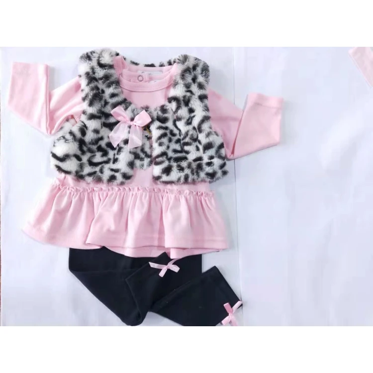 
High Quality Children Girls Clothing Sets 3 Pieces Infant Clothes 