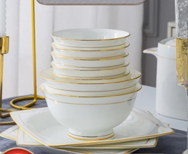 New hand-drawn gold bone china tableware ceramic dinner plate bowl and dish set tableware high-grade gifts wholesale
