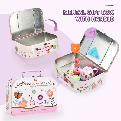 HN Pretend Play Toys Christmas Gifts For Kids 52PCS Girls Toys Pink Flower Tea Set