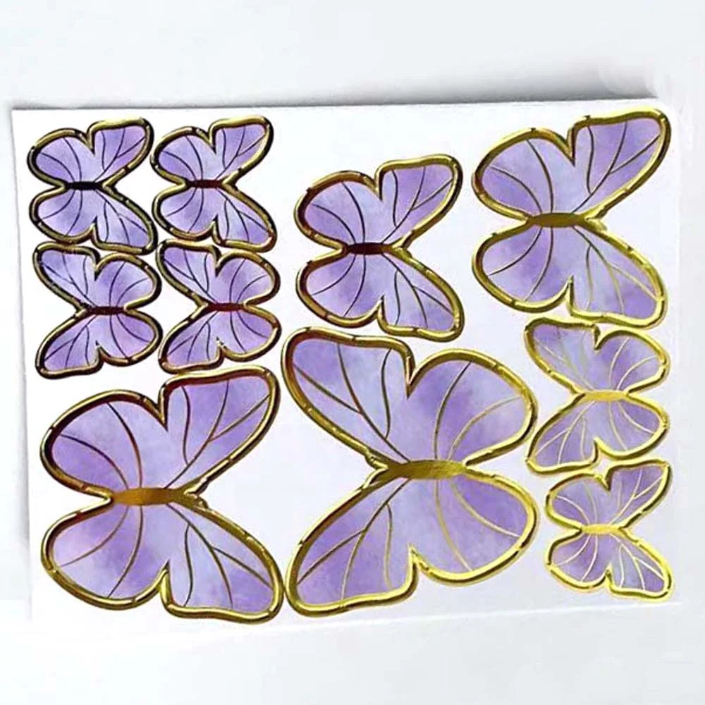 10 Pcs/Pack 3D Bronzing Butterfly Paper Cake Topper Toppers Decor for Wedding Birthday Holiday Party Cupcake Decoration Supplies