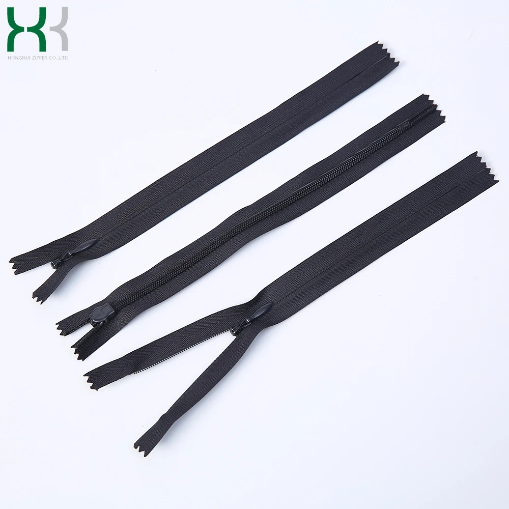 Factory Wholesale Custom Color size tear drop puller transparent stoppers polyester invisible zipper for men shoes