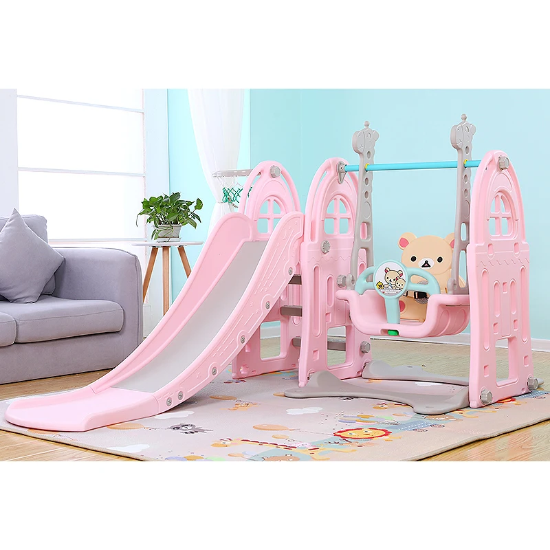 Updated Hot Selling 3 in 1 Children Indoor Playground Plastic Kid Swing Slide Set for Toddler