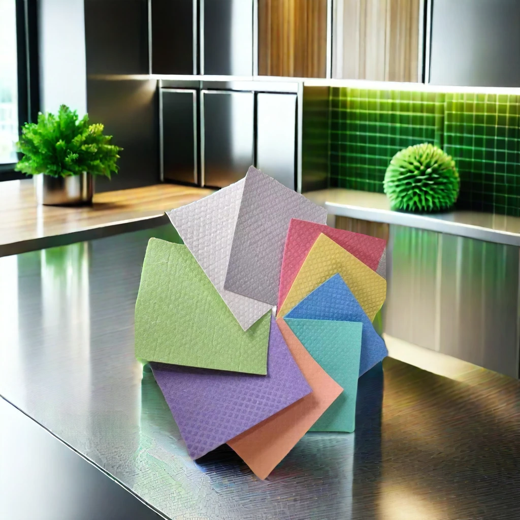 100% Degradable Printed Swedish Dish Cloth Cotton Cellulose Sponge Cleaning Cloth for Kitchen Use