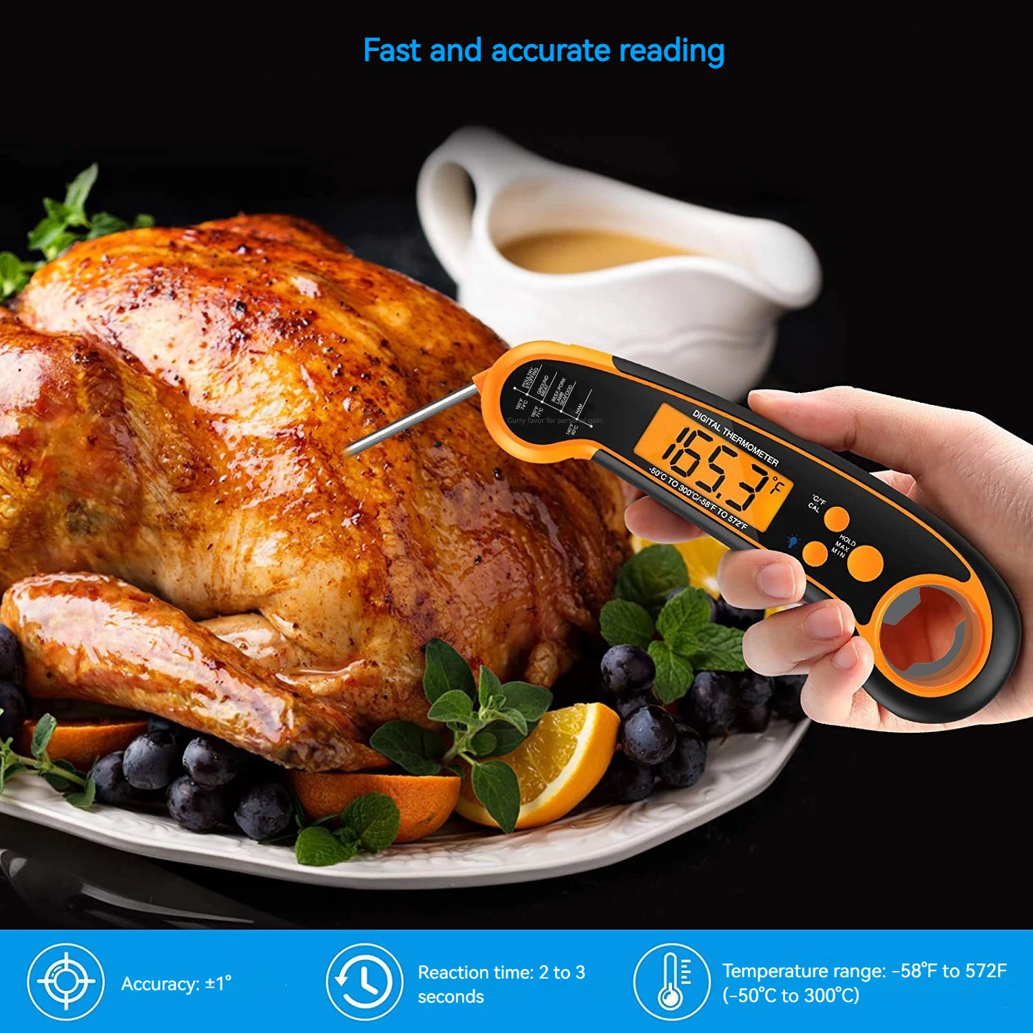 Household Kitchen digital thermometer for cooking - waterproof food Probe meat thermometers