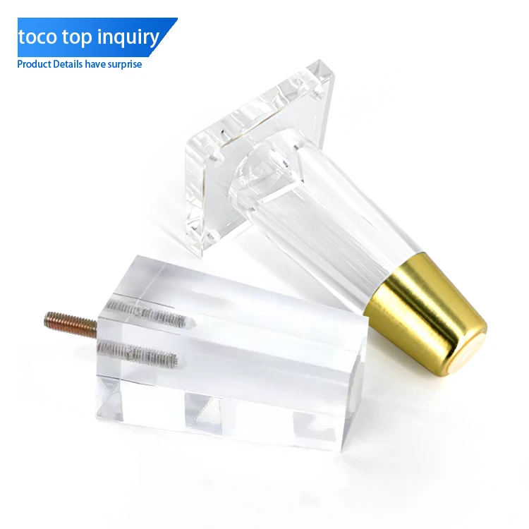 Toco Modern Decoration Clear Acrylic Dinning Table Chair Tube Legs 4pcs 30 Inch Furniture Protectors Sofa Legs Square