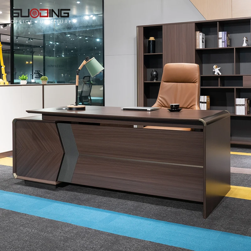 MDF office furniture set ceo manager l shape desk office chair and table business wood executive office desks