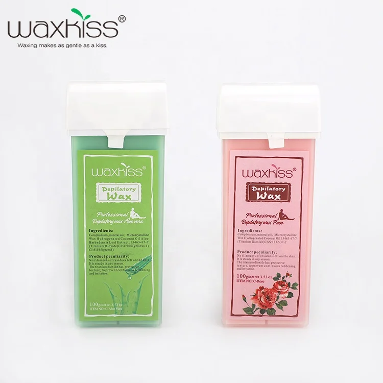 100g cartridge roll-on rose depilatory wax/natural depilatory wax/waxkiss brand cartridge wax