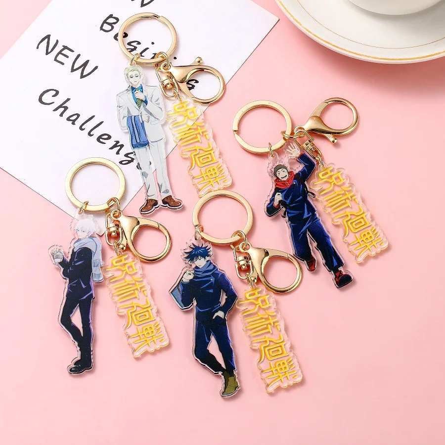 Wholesale Japanese Anime Acrylic Keychain Jujutsu Kaisen Cartoon Winter Plastic Transparent Keychain