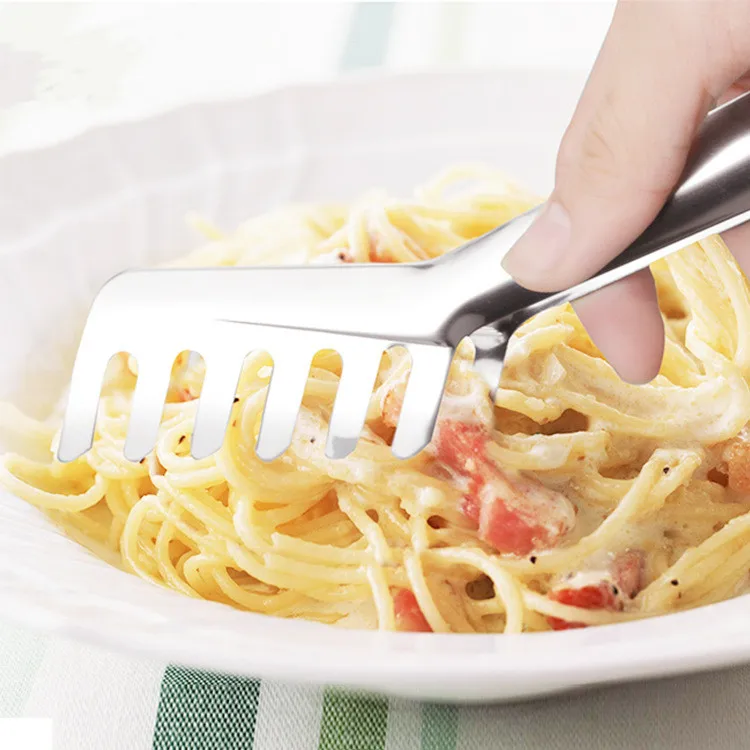Food Clips 430 Stainless Steel Bread Food Noodles Food Flip Pasta Spaghetti Tongs Round Head Thickening Western Restaurant Tool