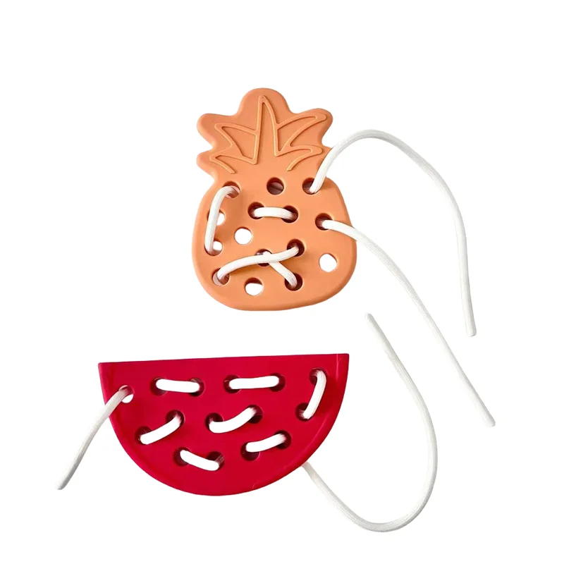 Montessori Lacing Fruit Threading Game Early Education Baby Brain Thinking Silicone Lace Threading Toys