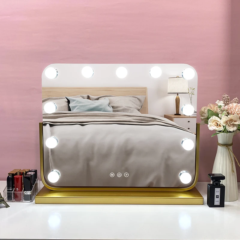 Зеркало для макияжа с подсветкой, голливудское освещенное зеркало для макияжа с диммером, настольное косметическое зеркало для макияжа